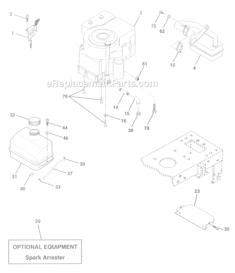 Page E Diagram and Parts List for WE12538B  Weed Eater Lawn Tractor